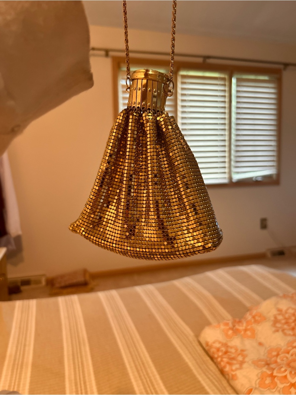 Gold Mesh Evening Bag Pendant Purse